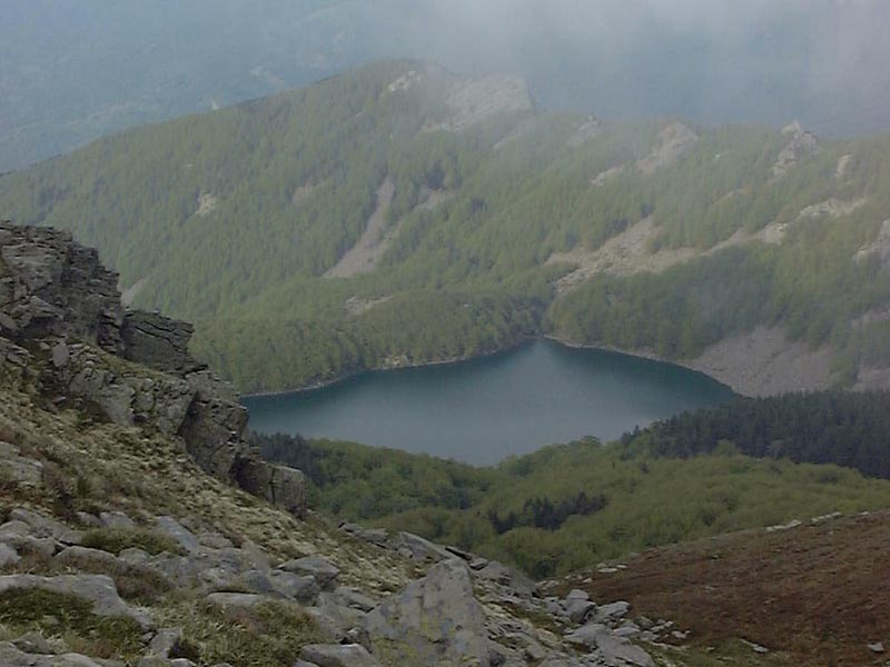 View of Lago Santo Parmense from the slopes of Mount Marmagna.