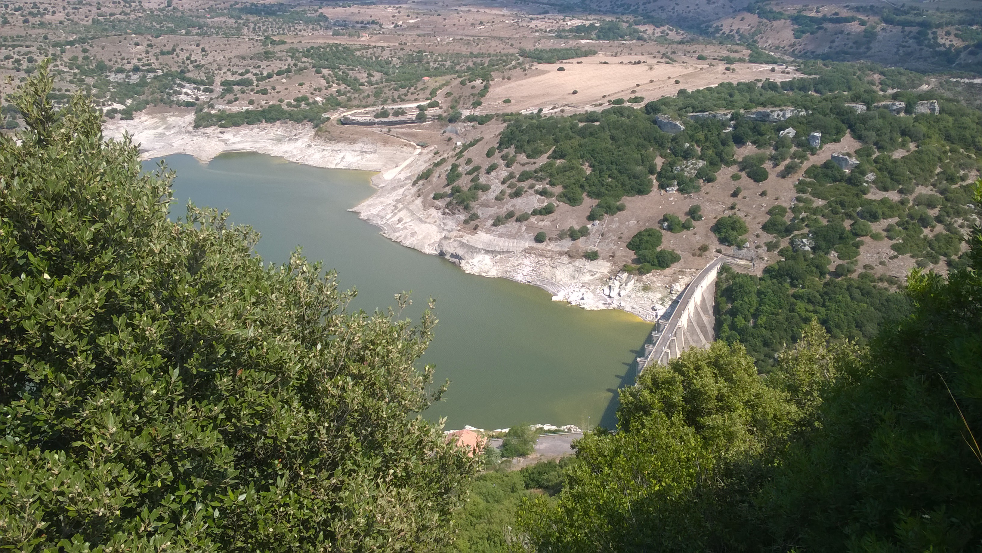 Aerial view of the lake and dam