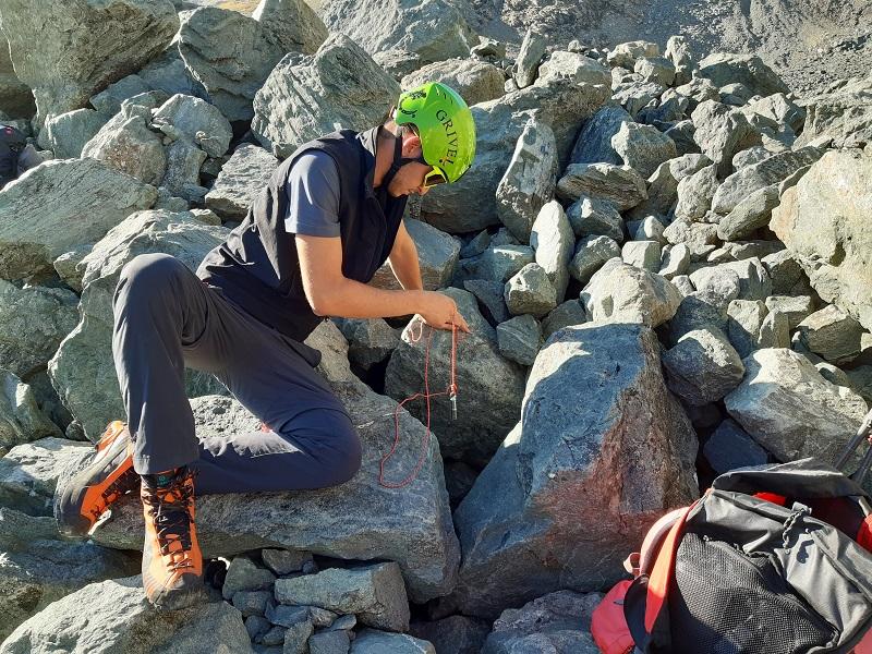 Air temperature measurements inside a rock glacier
