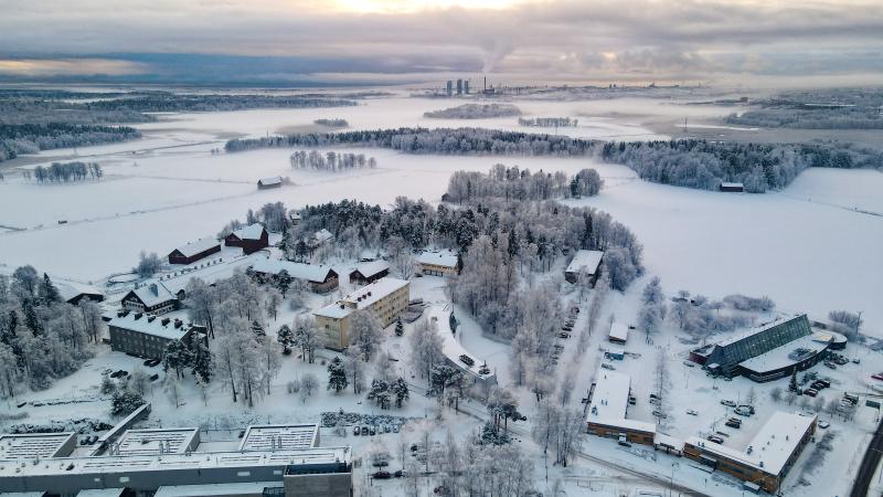 Winter aerial photograph from the University of Helsinki's Viikki Campus: Credit: Mikael Niku, CC BY-NC