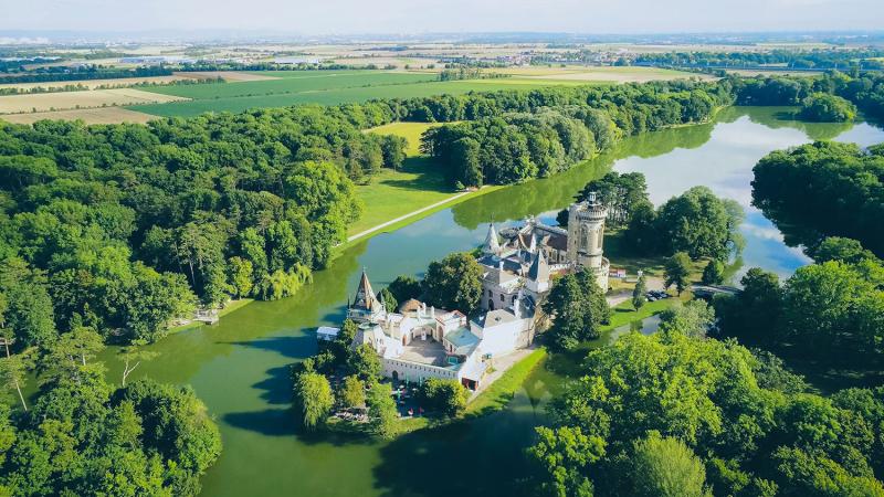 Aerial photo of Schlosspark Laxenburg. cshutterstock