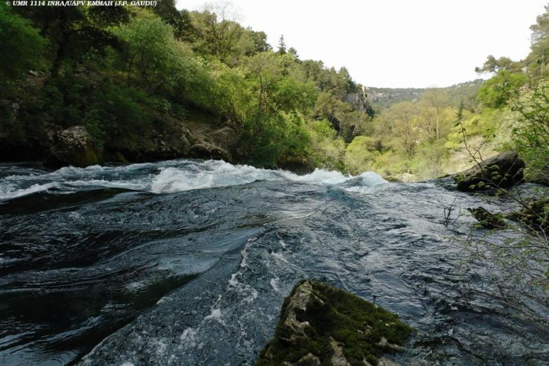 Main outlet of the karst system is the fontaine de Vaucluse spring