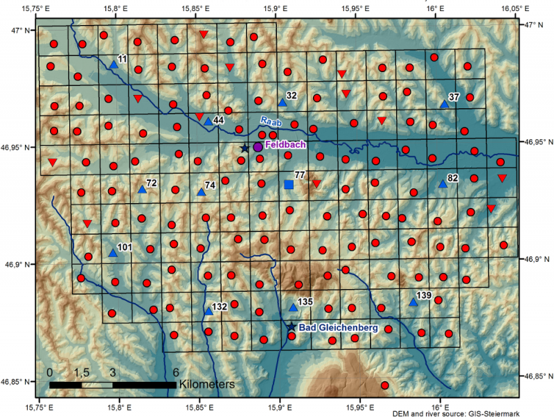 WegenerNet Feldbach Region overview map