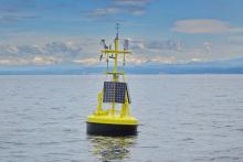 Oceanographic buoy at long-term monitored location 