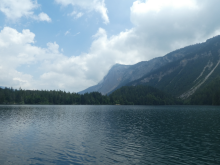 summer 2023: view on the surface of Lake Tovel from south to north