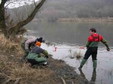 Sampling at the Fensch River confluence with the Moselle River