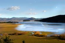 Lake during extreme flood; Archive of Notranjska Regional Park